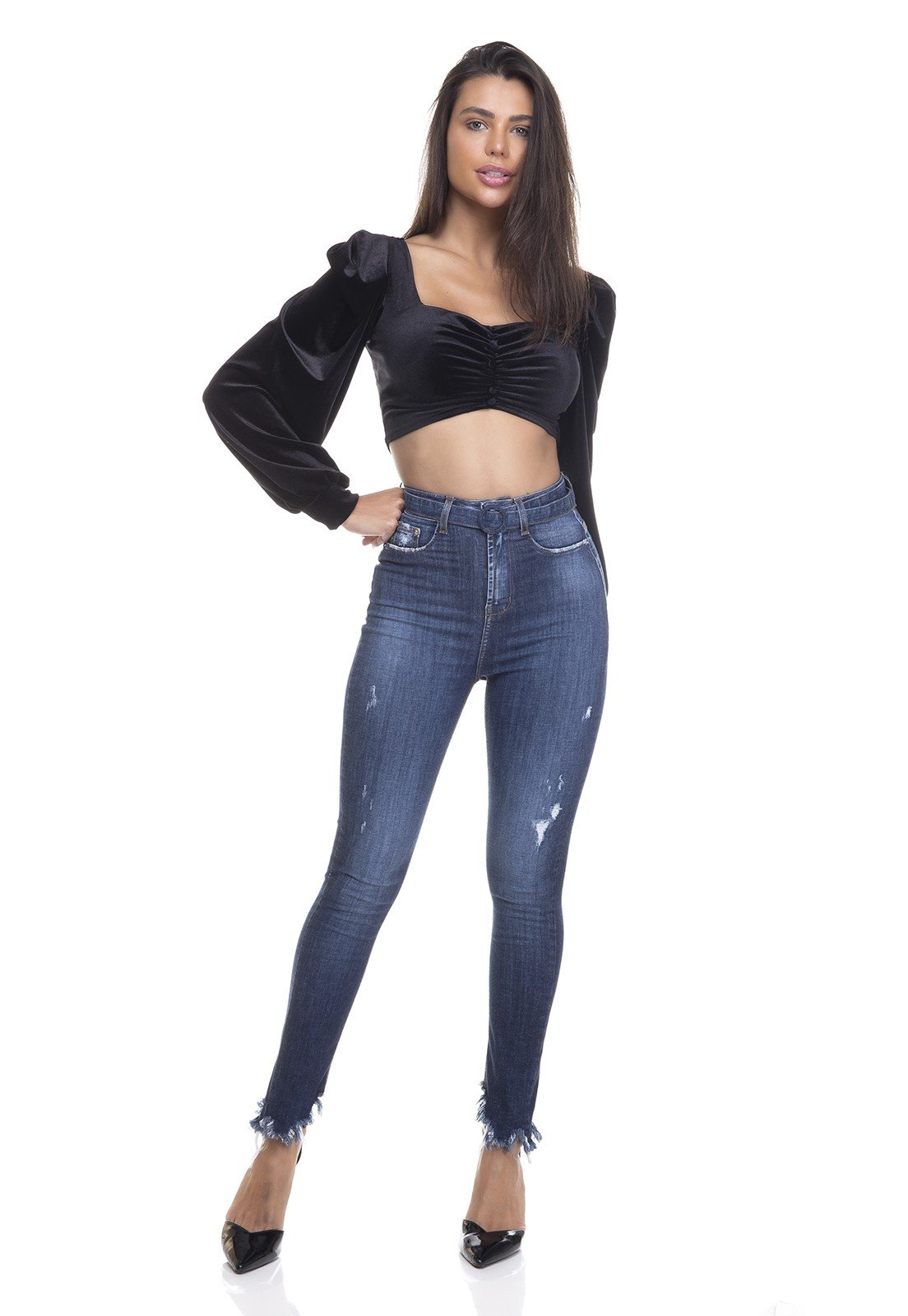 dz3363 calca jeans feminina skinny hot pants cigarrete com cinto denim zero frente