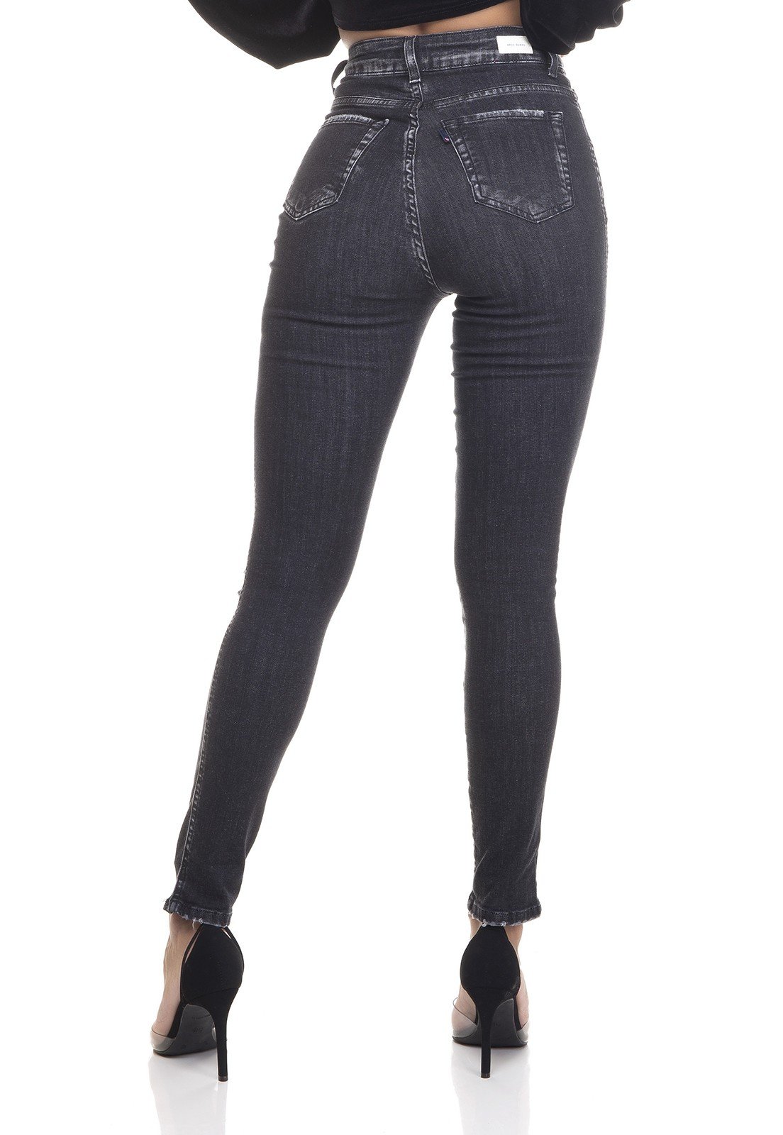 dz3380 calca jeans feminina skinny hot pants cigarrete com puidos denim zero costas prox