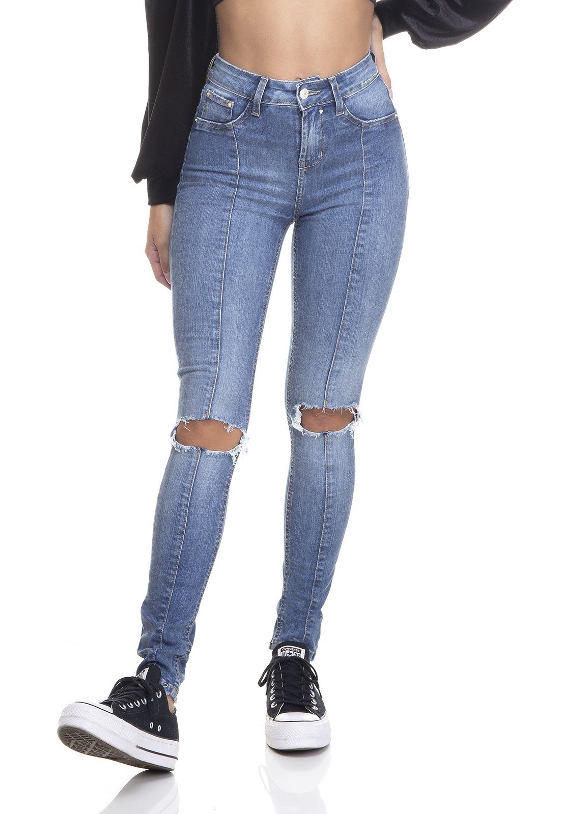 dz3371 calca jeans feminina skinny media recorte frontal denim zero frente prox