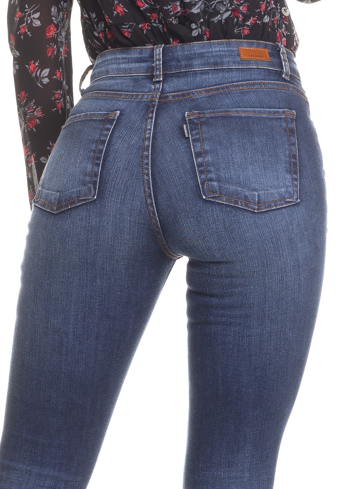 dz3388 calca jeans feminina flare media tradicional denim zero costas detalhe