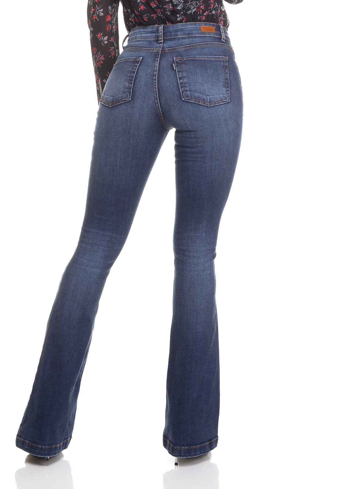 dz3388 calca jeans feminina flare media tradicional denim zero costas prox