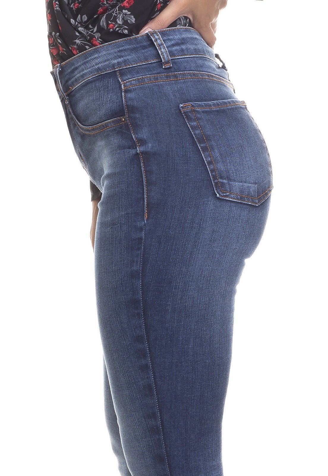 dz3388 calca jeans feminina flare media tradicional denim zero lado detalhe