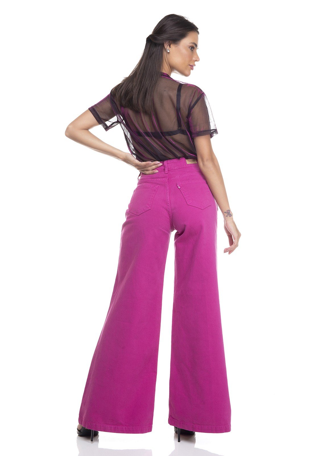 dz3383 calca jeans feminina pantalona colorida denim zero costas