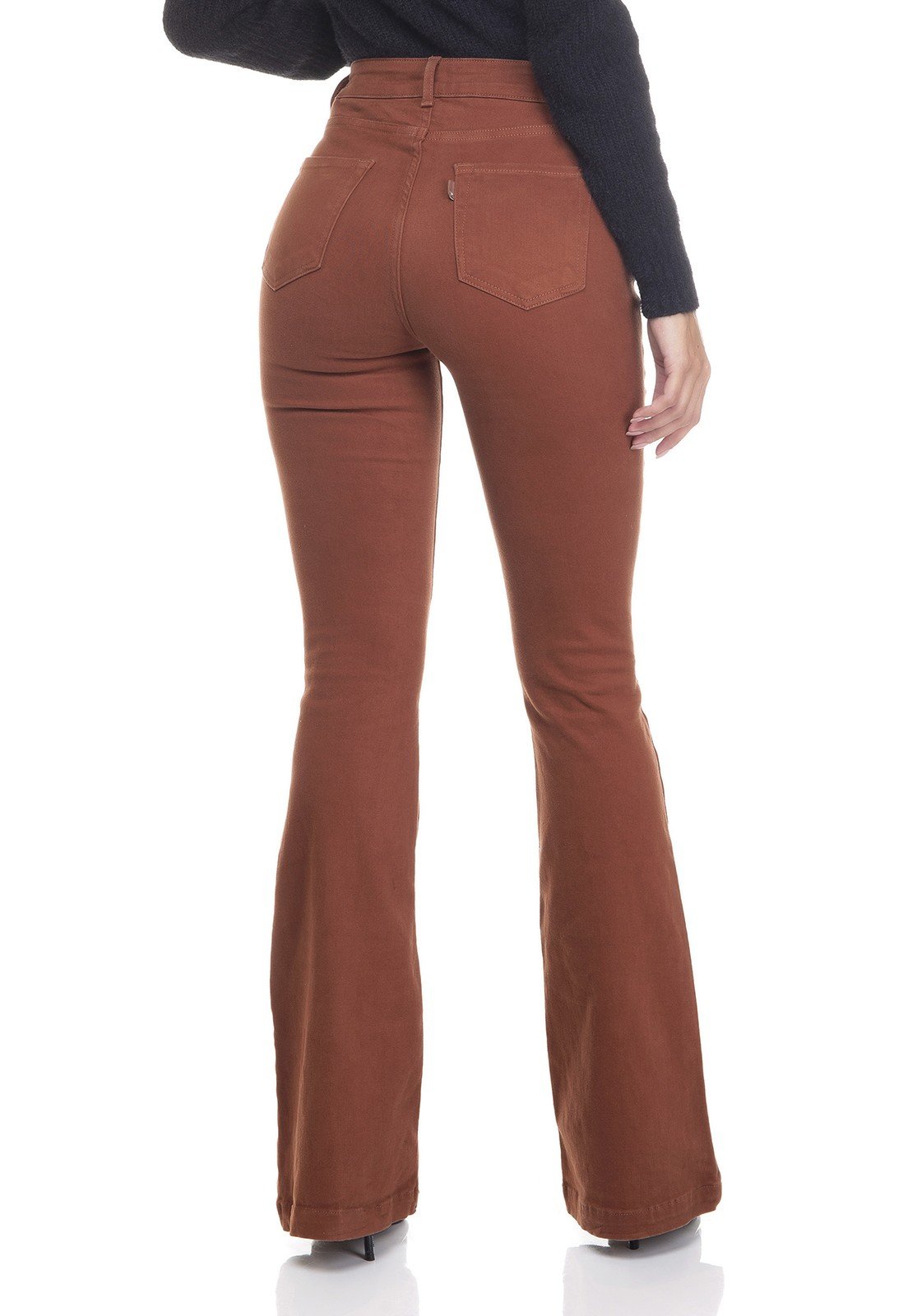 dz3453 calca jeans feminina flare media colorida raposa costas prox