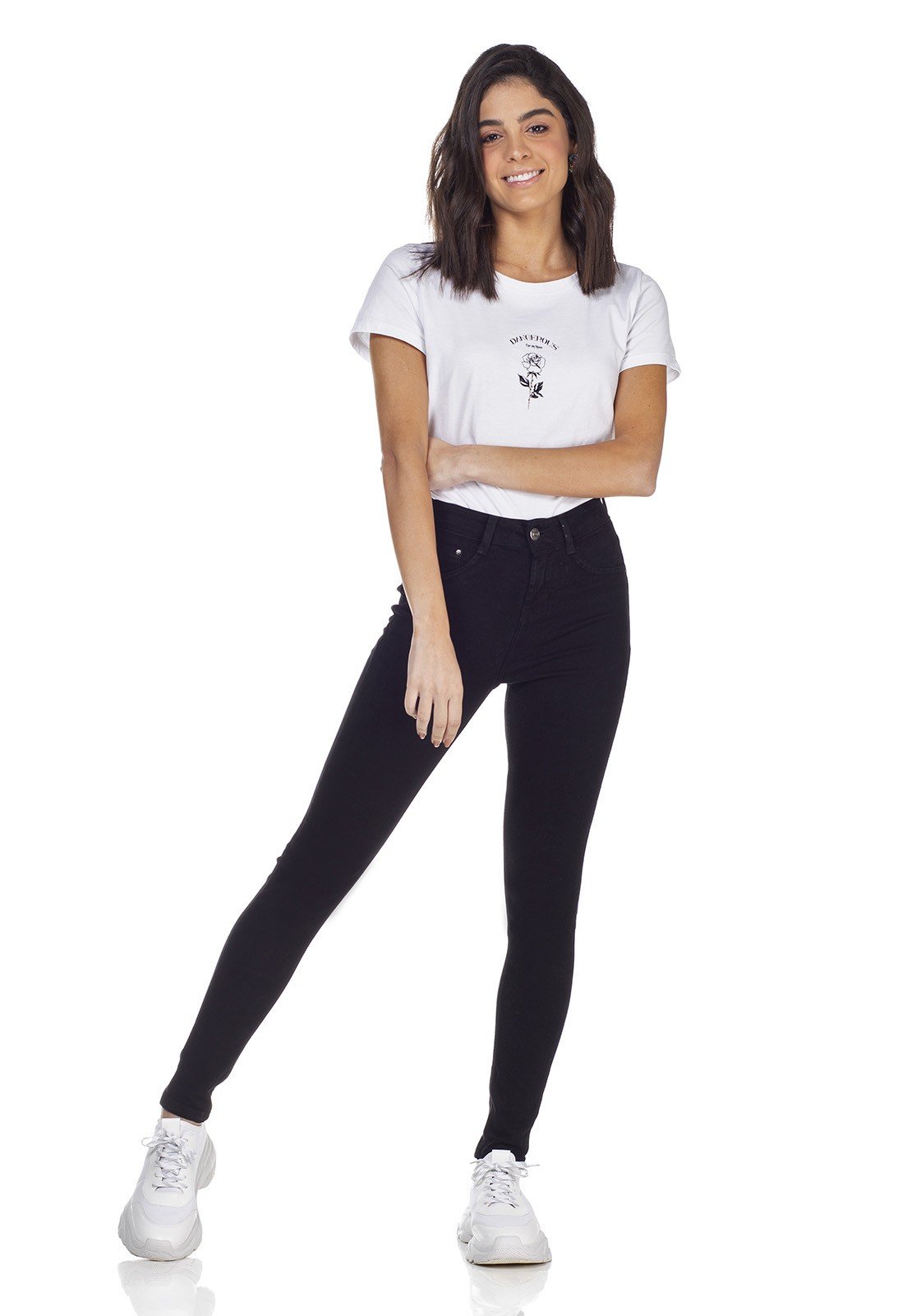 dz3126 calca jeans skinny media cigarrete preto denim zero frente