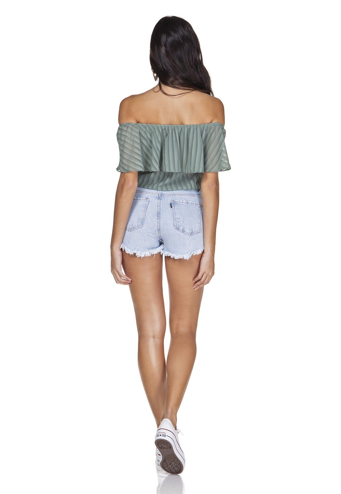 dz6332 shorts jeans young com abertura lateral denim zero costas