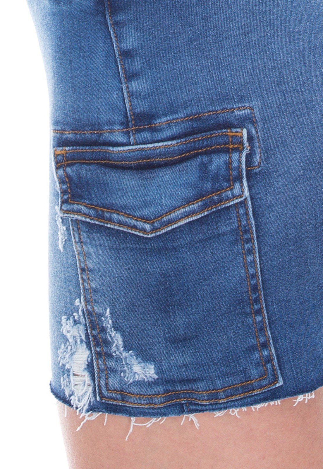 dz7156 saia jeans feminina tubinho bolsos laterais denim zero lado detalhe