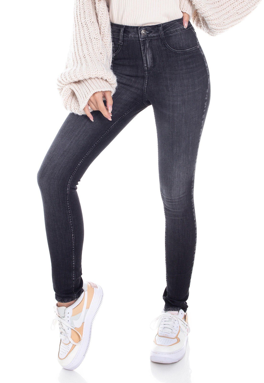 dz3406 calca jeans feminina skinny media estonada denim zero frente prox