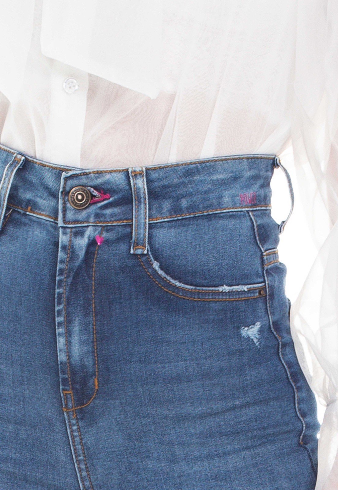 dz3391 calca jeans feminina skinny hot pants tradicional denim zero frente detalhe