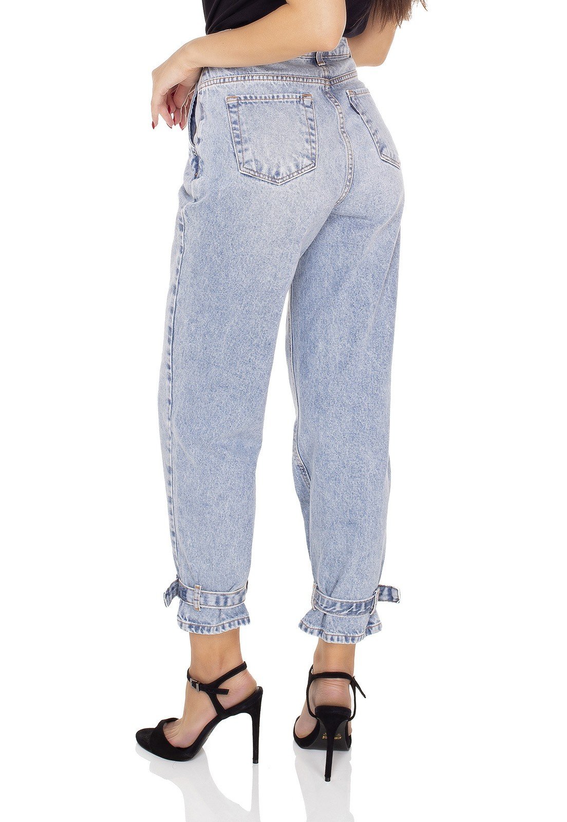 dz3485 calca jeans feminina balloon denim zero costas prox