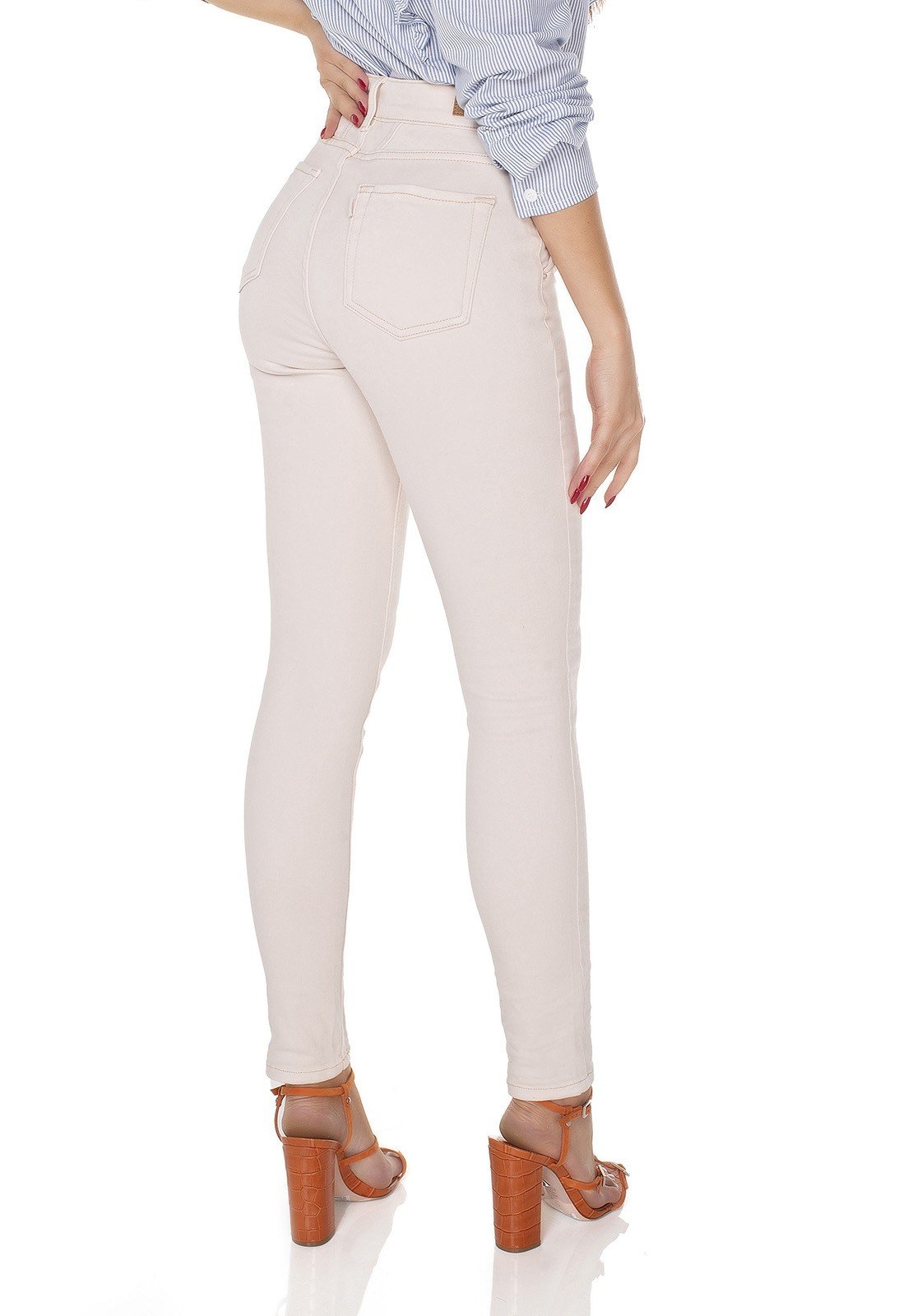 dz3437 calca jeans feminina skinny media cigarrete denim zero costas prox