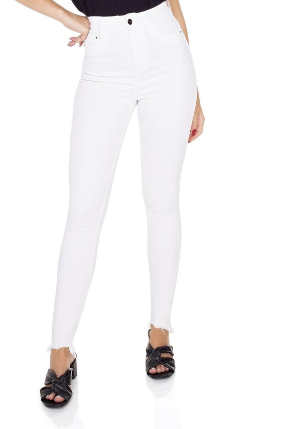 Calça Jeans Feminina Skinny Hot Pants Black and White-DZ3553