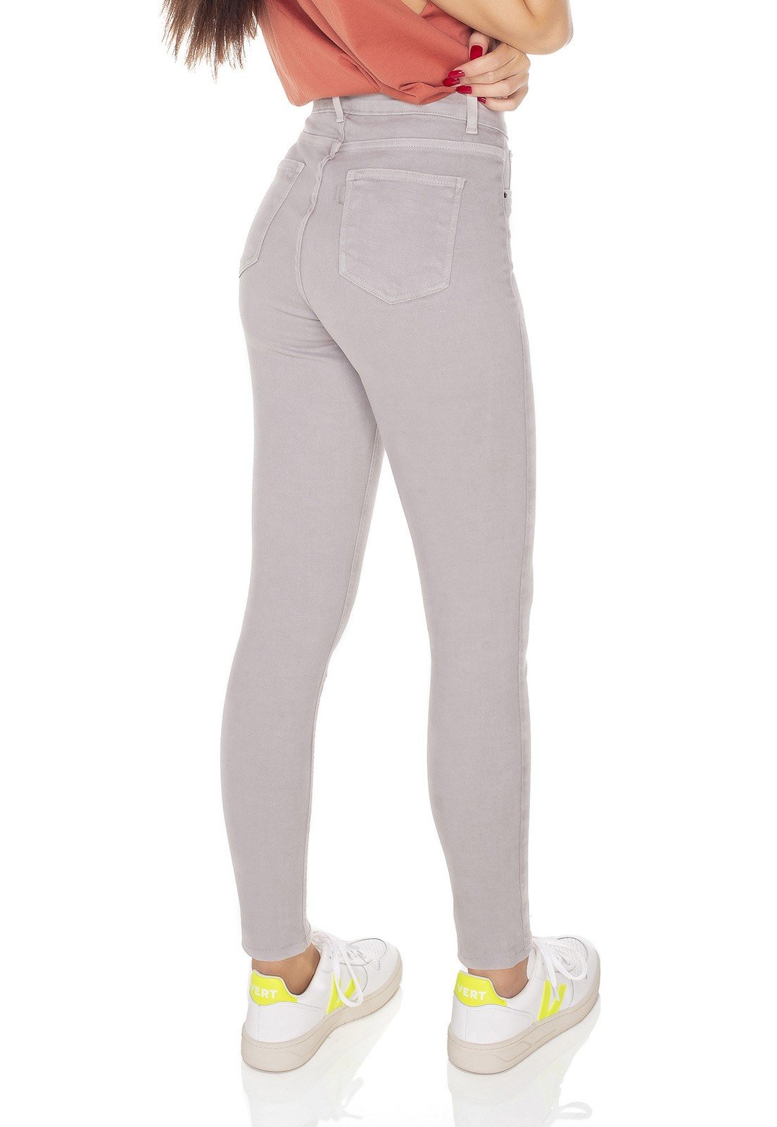 dz3309 calca jeans feminina skinny media cigarrete colorida cinza cristal costas prox