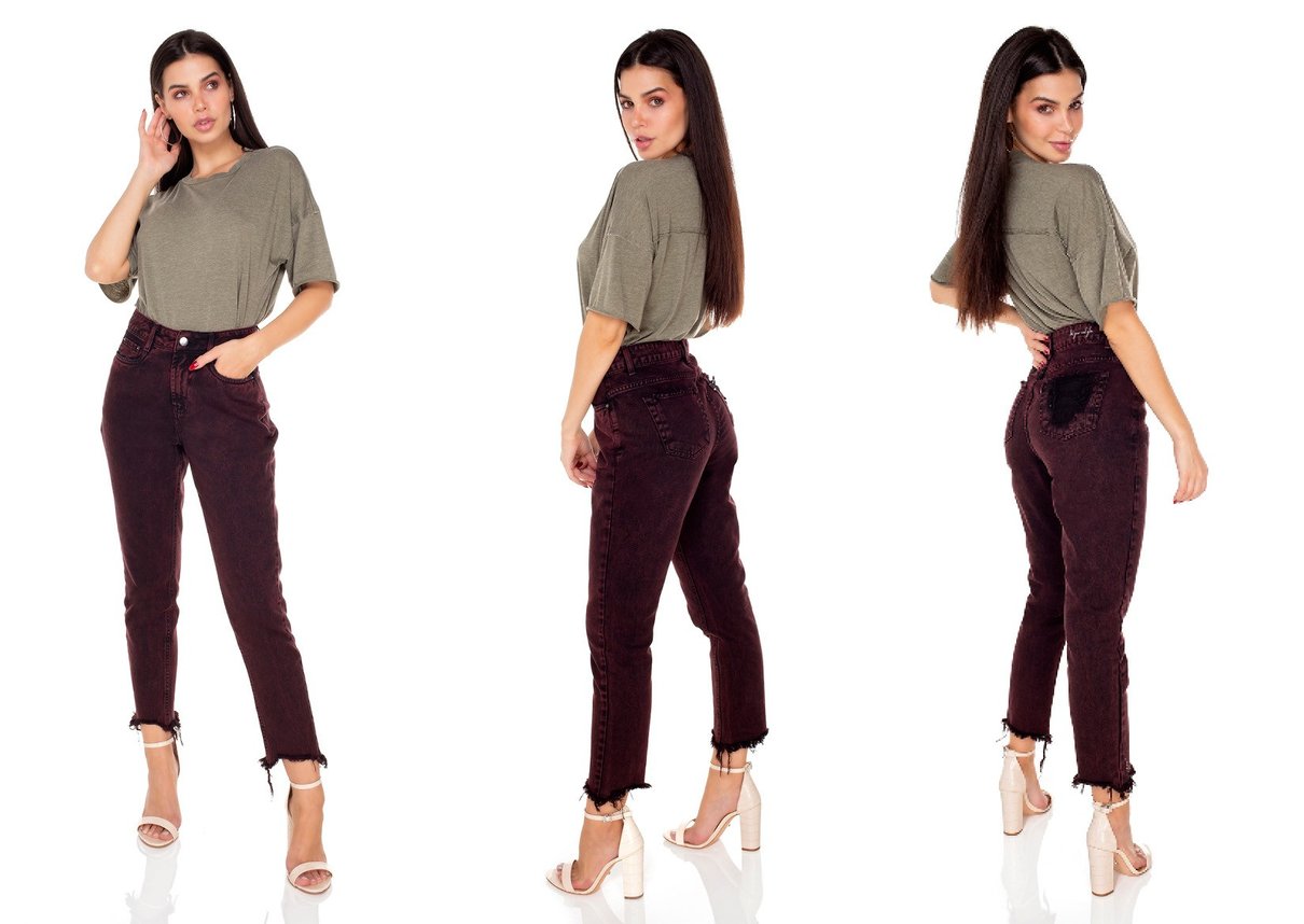 dz3446 calca jeans feminina mom vinho vintage denim zero tripla