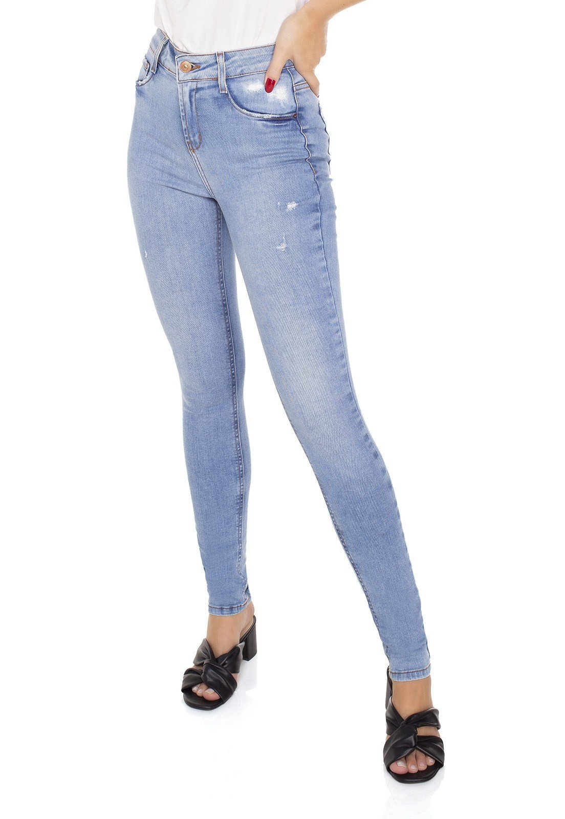 dz3395 calca jeans feminina skinny media cigarrete com puidos denim zero frente prox