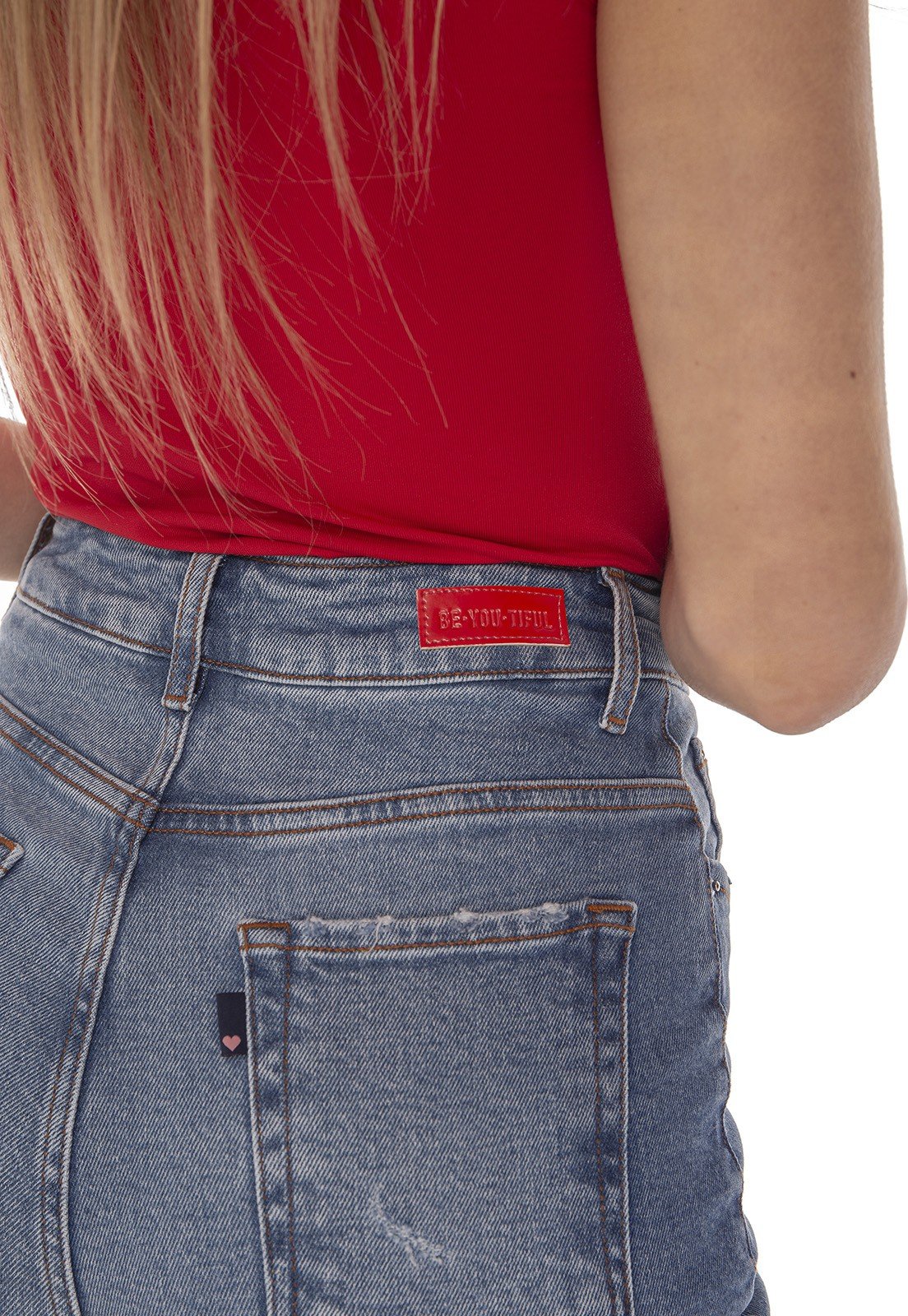 dz3484 calca jeans feminina mom fit puidos na barra denim zero detalhe