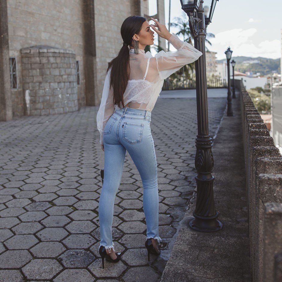 dz3377 calca jeans feminina skinny media cigarrete com cinto denim zero costas