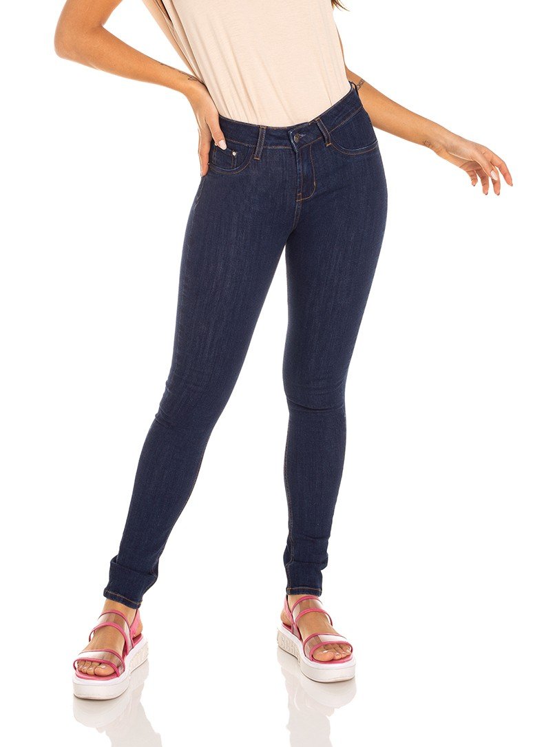 dz3347 calca jeans feminina skinny media escura denim zero frente prox