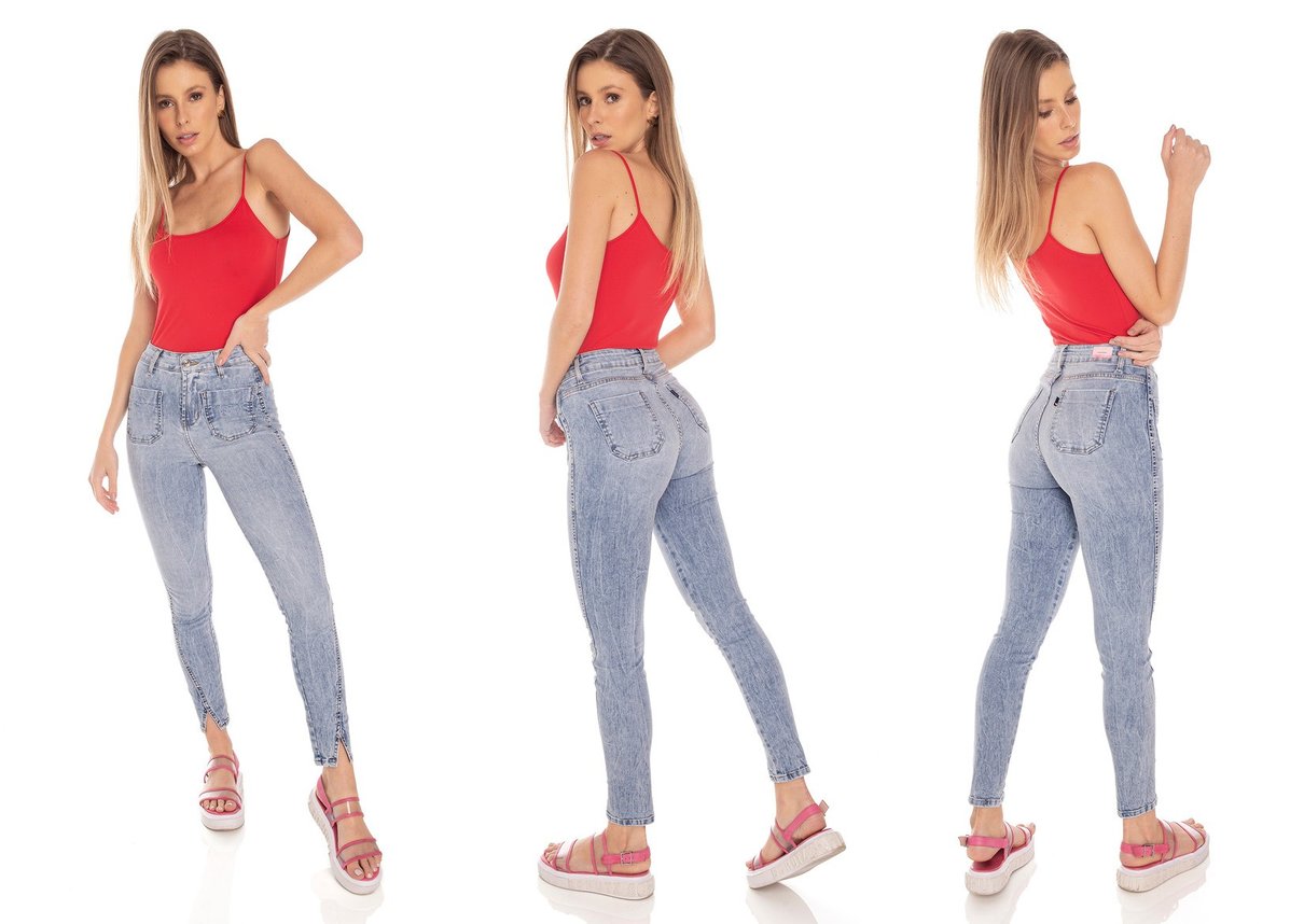 dz3507 calca jeans feminina skinny media cigarrete recorte na barra denim zero tripla