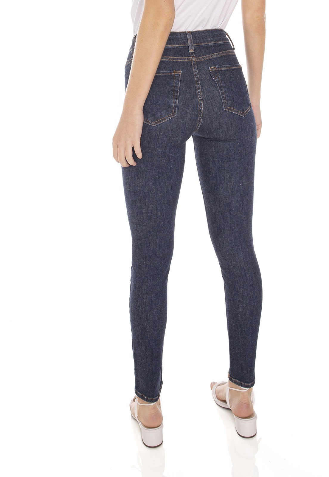 dz3435 calca jeans feminina skinny media cigarrete fechamento com botoes denim zero costas prox