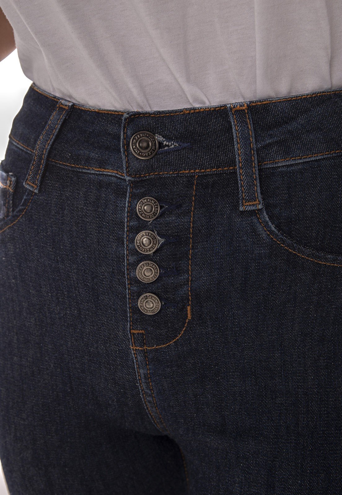 dz3435 calca jeans feminina skinny media cigarrete fechamento com botoes denim zero detalhe