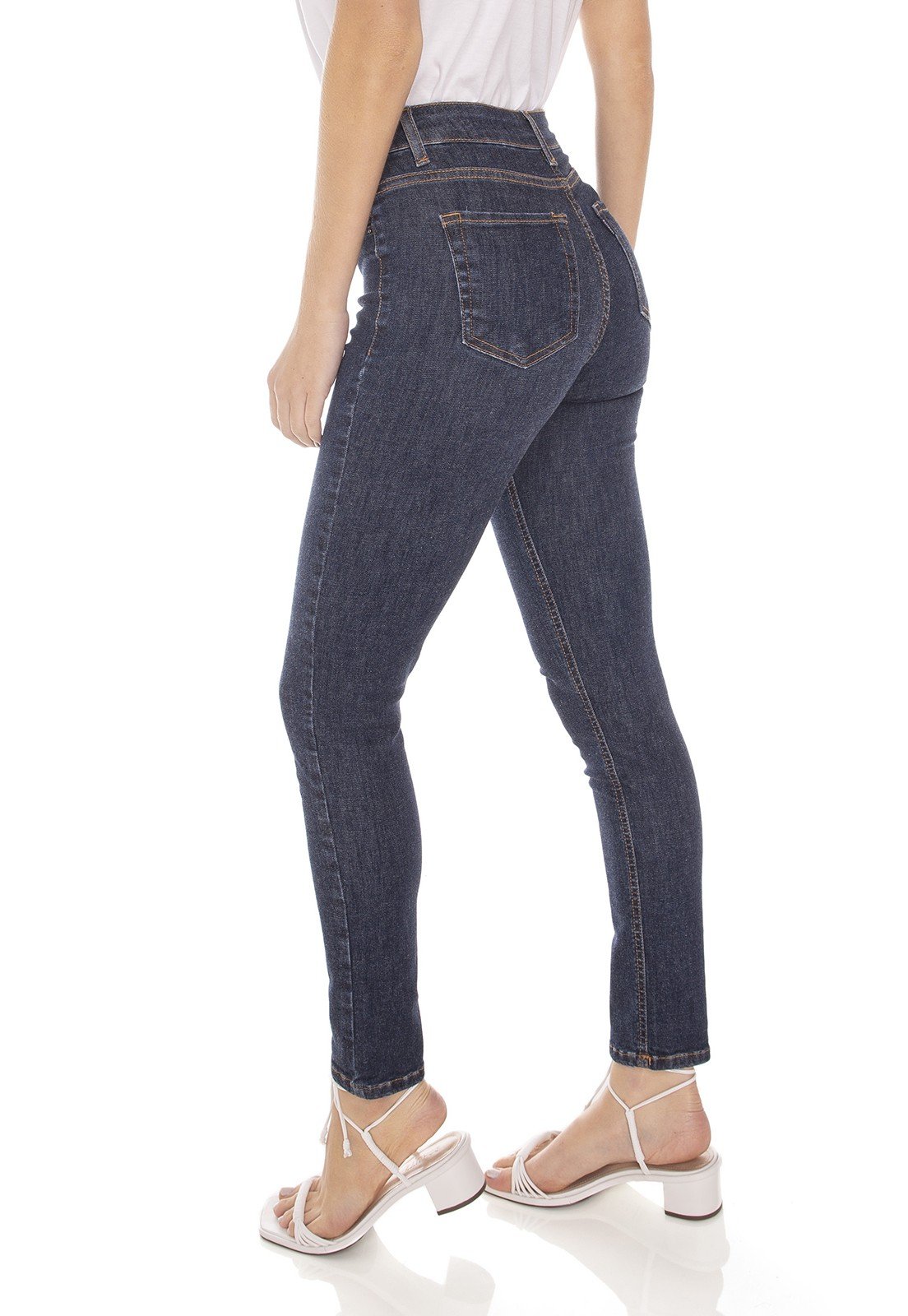 dz3435 calca jeans feminina skinny media cigarrete fechamento com botoes denim zero lado prox