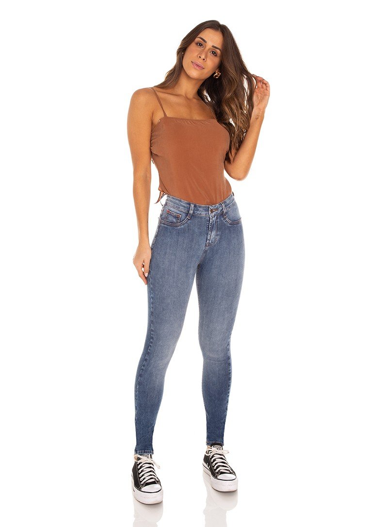 dz3177 calca jeans feminina skinny media cigarrte tradicional denim zero frente