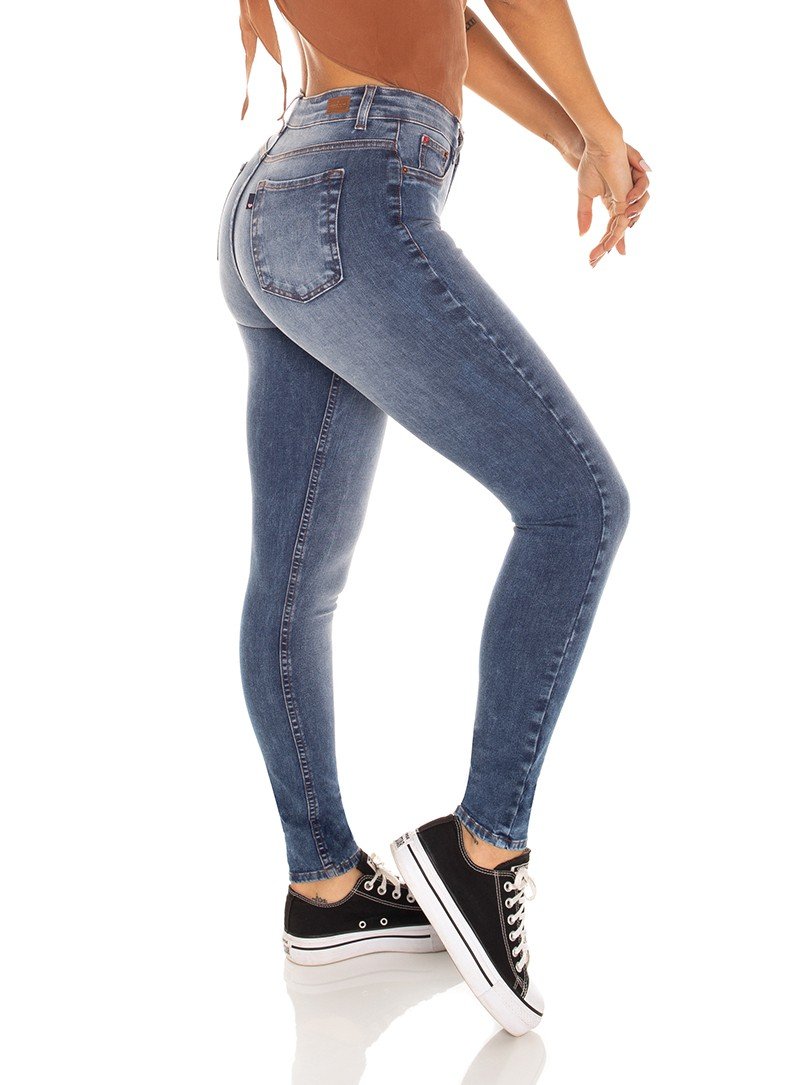 dz3177 calca jeans feminina skinny media cigarrte tradicional denim zero lado prox