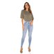 dz3488 calca jeans feminina skinny hot pants cigarrete com puidos denim zero frente