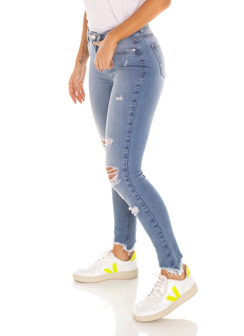 dz3569 calca jeans feminina skinny media cigarrete com puidos denim zero lado prox