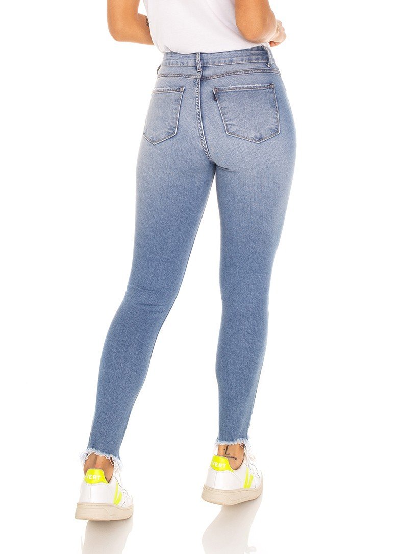 dz3569 calca jeans feminina skinny media cigarrete com puidos denim zero costas prox