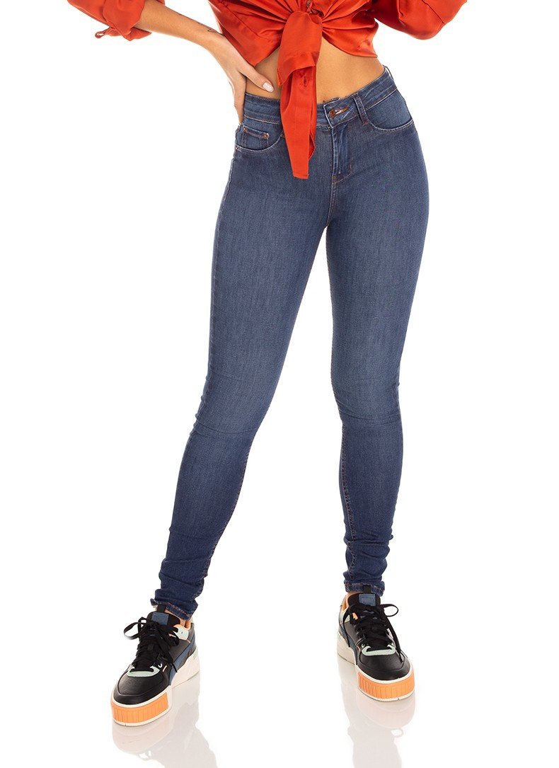 dz3570 calca jeans feminina skinny media tradicional denim zero frente prox