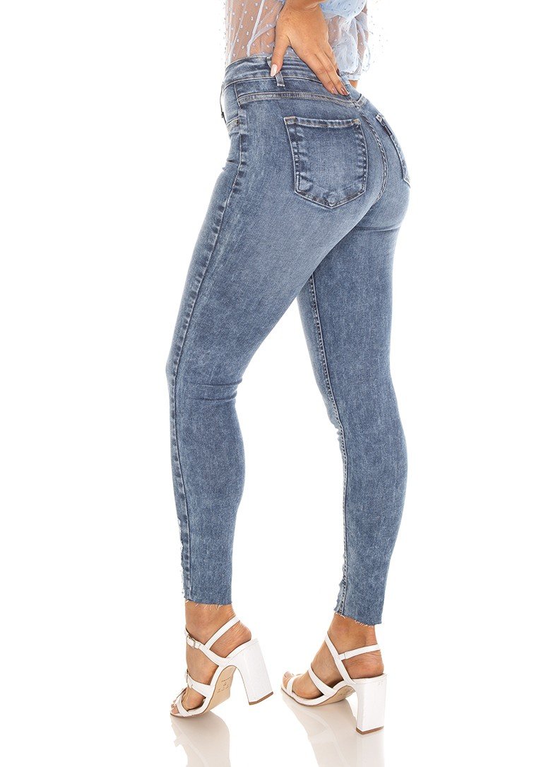 dz3533 calca jeans feminina skinny media cigarrete puido barra denim zero costas prox