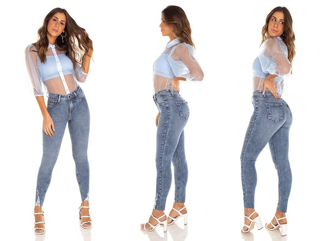 dz3533 calca jeans feminina skinny media cigarrete puido barra denim zero tripla