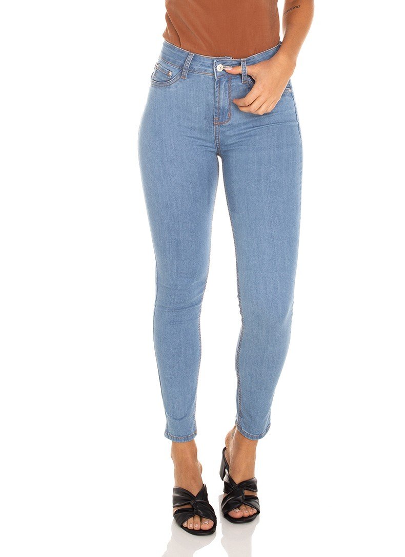 dz3571 calca jeans feminina skinny media cigarrete tradicional denim zero frente prox