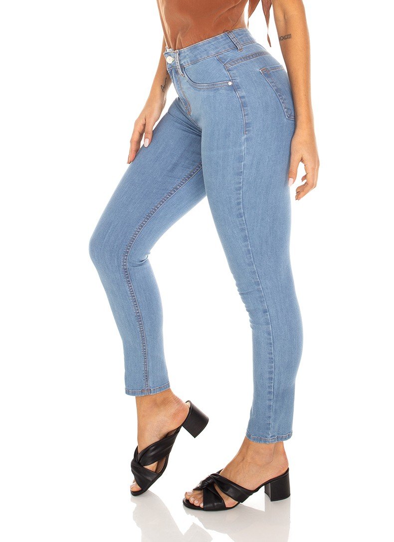 dz3571 calca jeans feminina skinny media cigarrete tradicional denim zero lado prox
