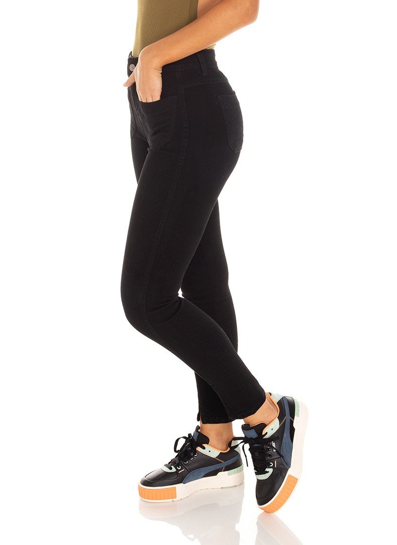 dz3441 calca jeans feminina skinny media cigarrete fenda na barra denim zero lado prox