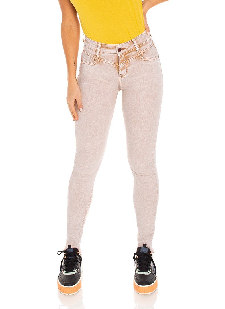dz3496 calca jeans feminina skinny media recorte frontal denim zero frente prox