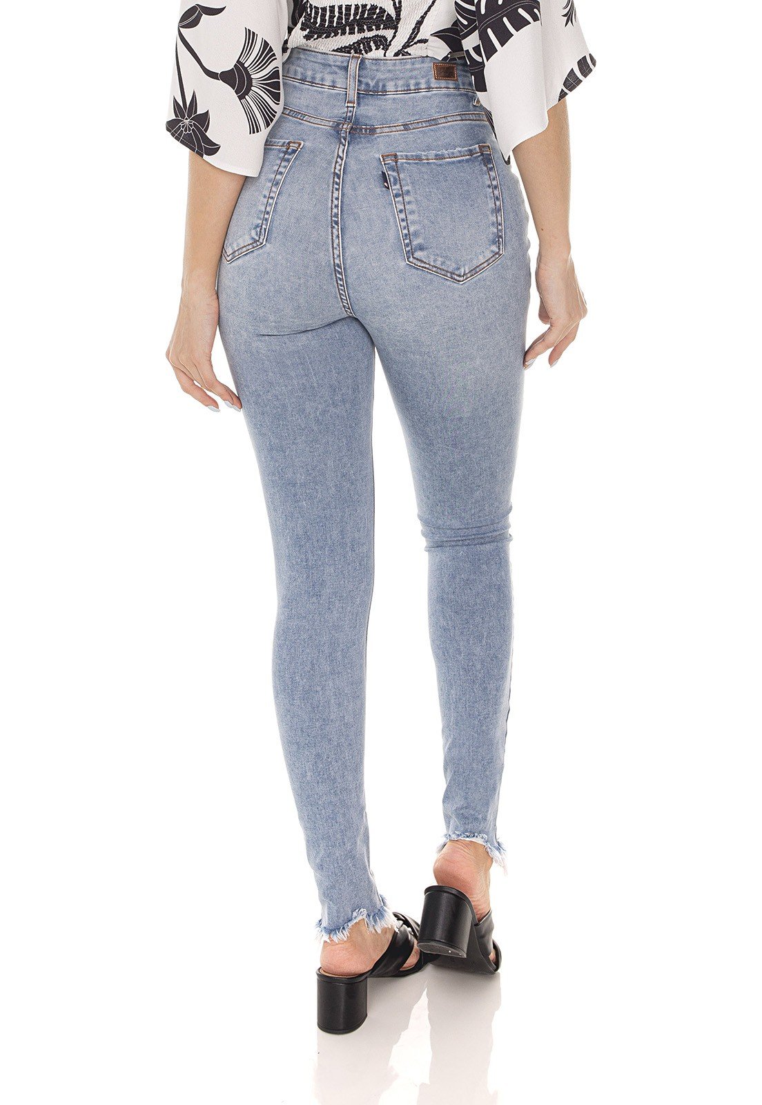 dz3519 calca jeans feminina skinny hot pants cigarrete clarinha denim zero costas prox