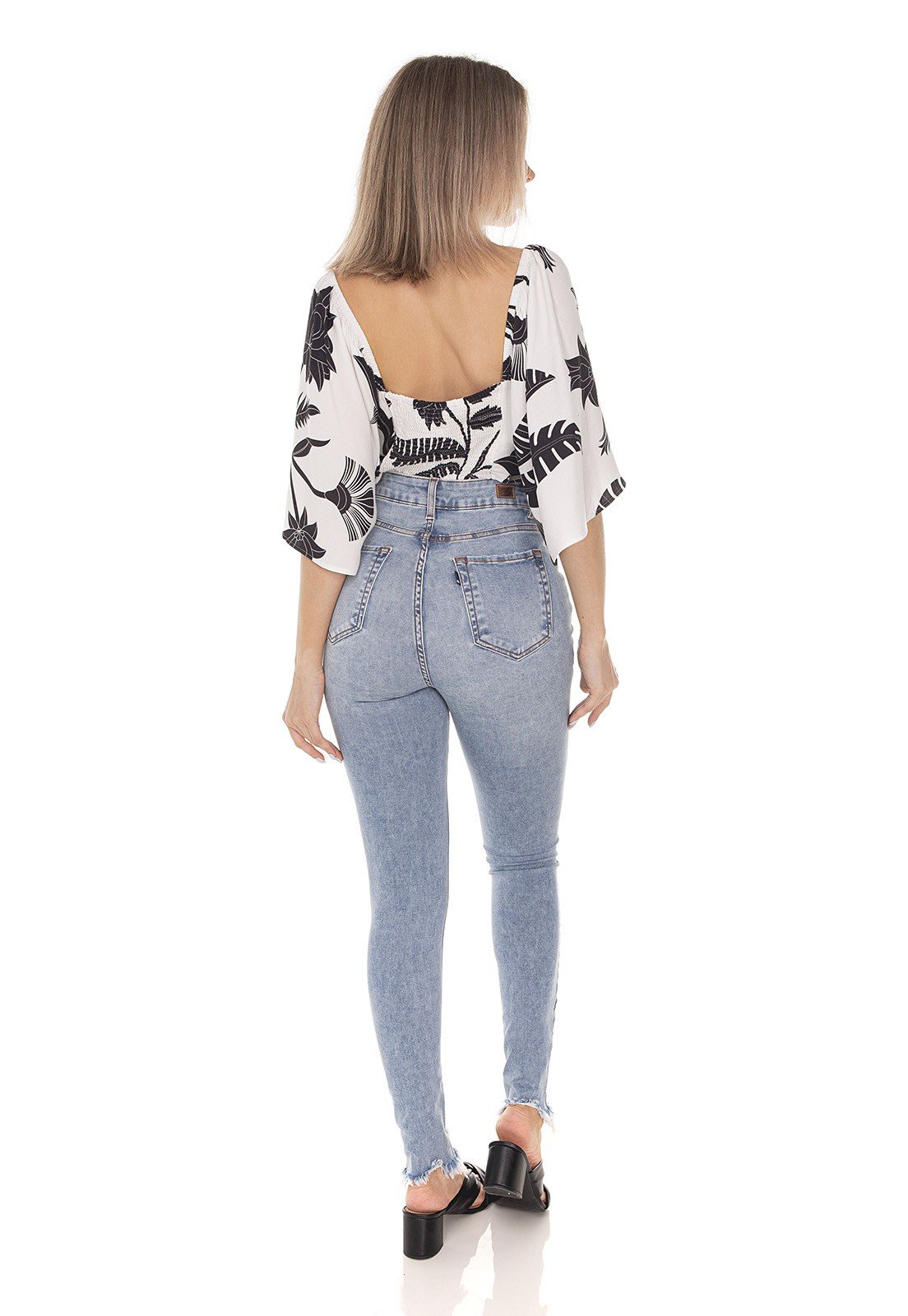 dz3519 calca jeans feminina skinny hot pants cigarrete clarinha denim zero costas