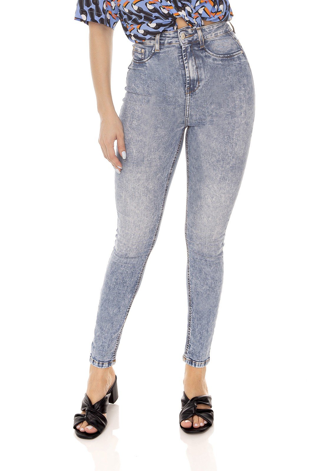 dz3616 calca jeans feminina skinny hot pants cropped denim zero frente prox