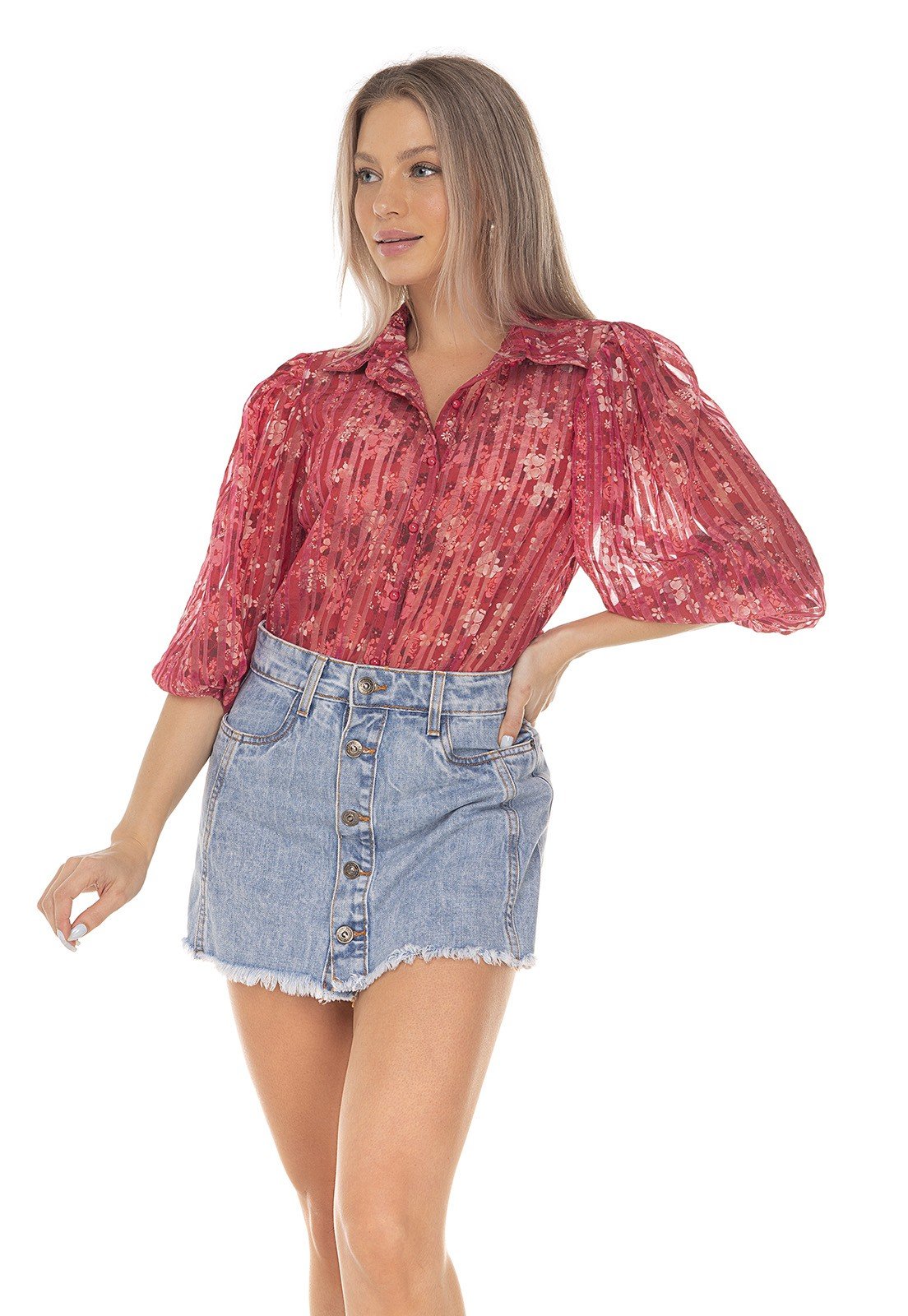 dz6434 shorts saia jeans feminino fechamento com botoes denim zero frente 02