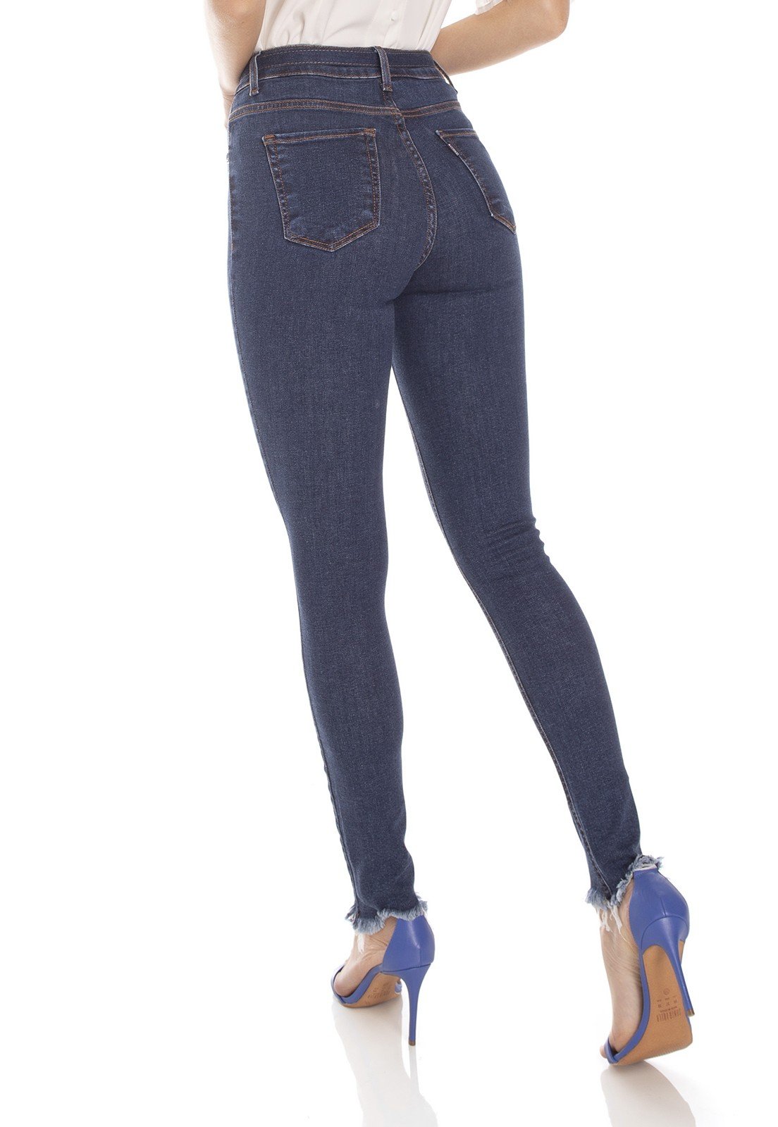 dz3394 calca jeans feminina skinny media com cinto denim zero costas prox