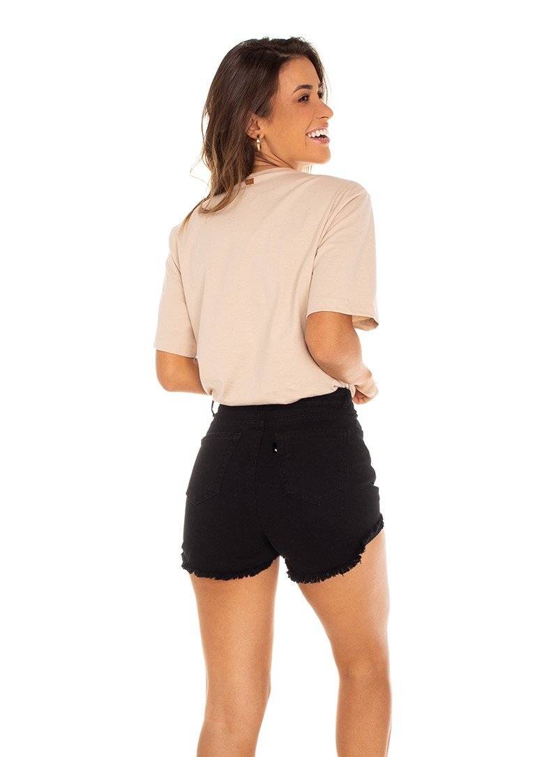 Shorts Jeans Feminino Seteninha Black and White - DZ6431