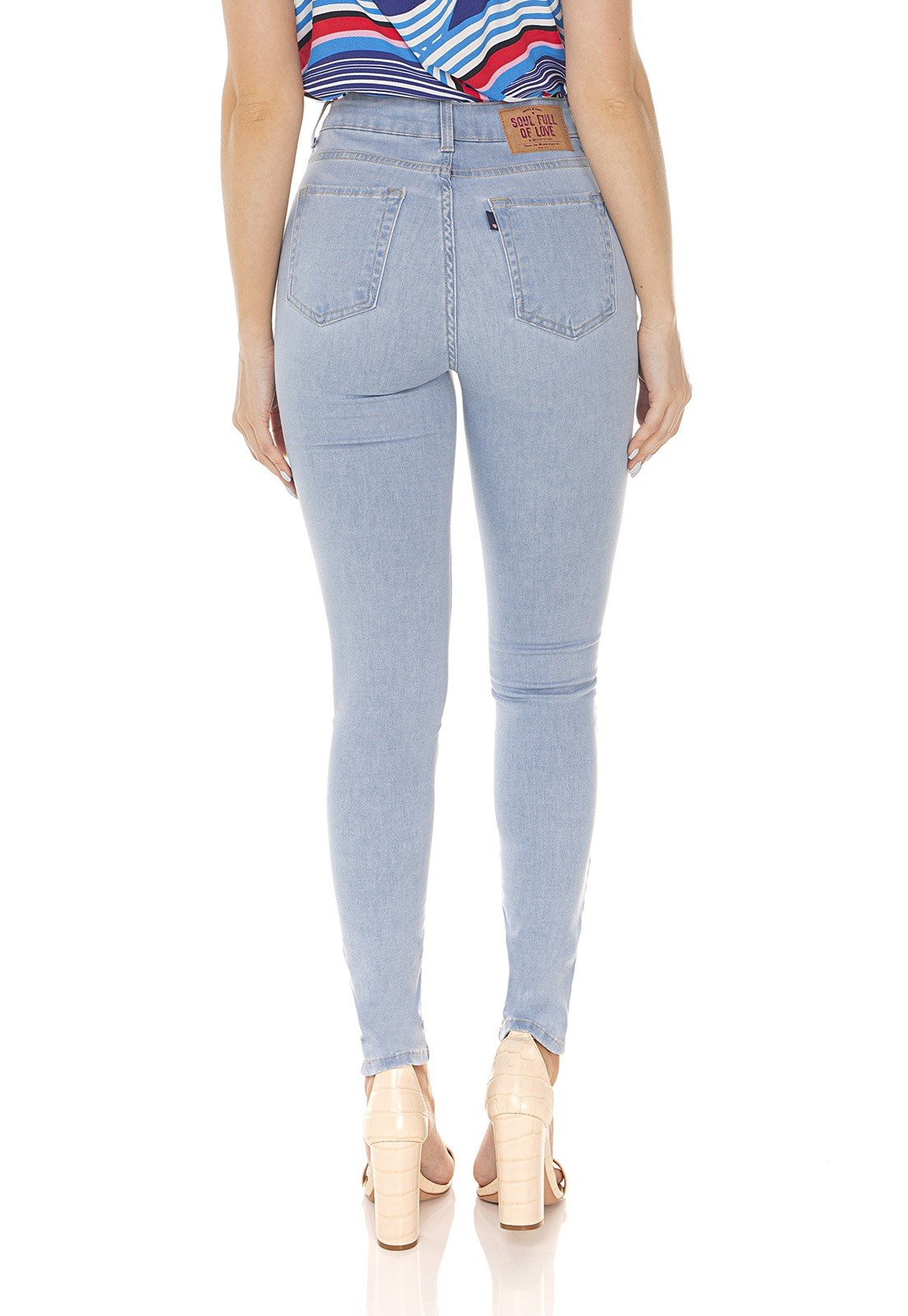 dz3583 calca jeans feminina skinny media clarinha denim zero costas prox