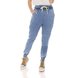 dz3611 calca jeans feminina jogger com cordao denim zero frente prox