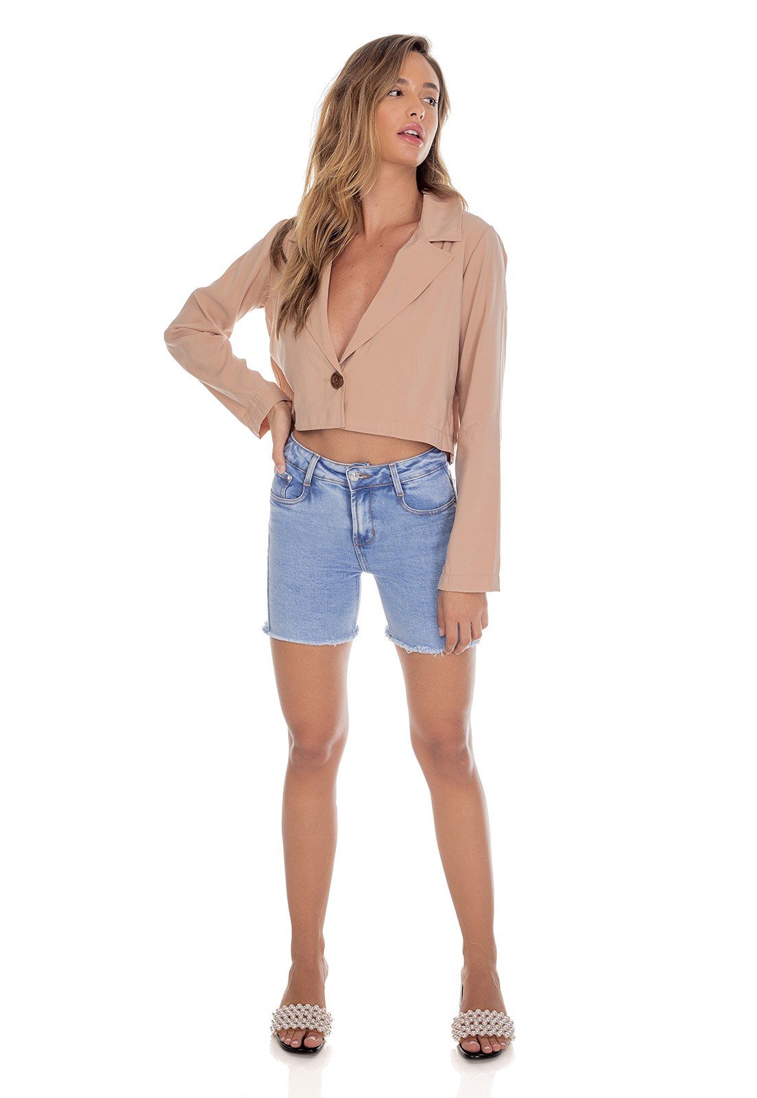 dz4041 com bermuda jeans feminina slim barra desfiada denim zero frente 02