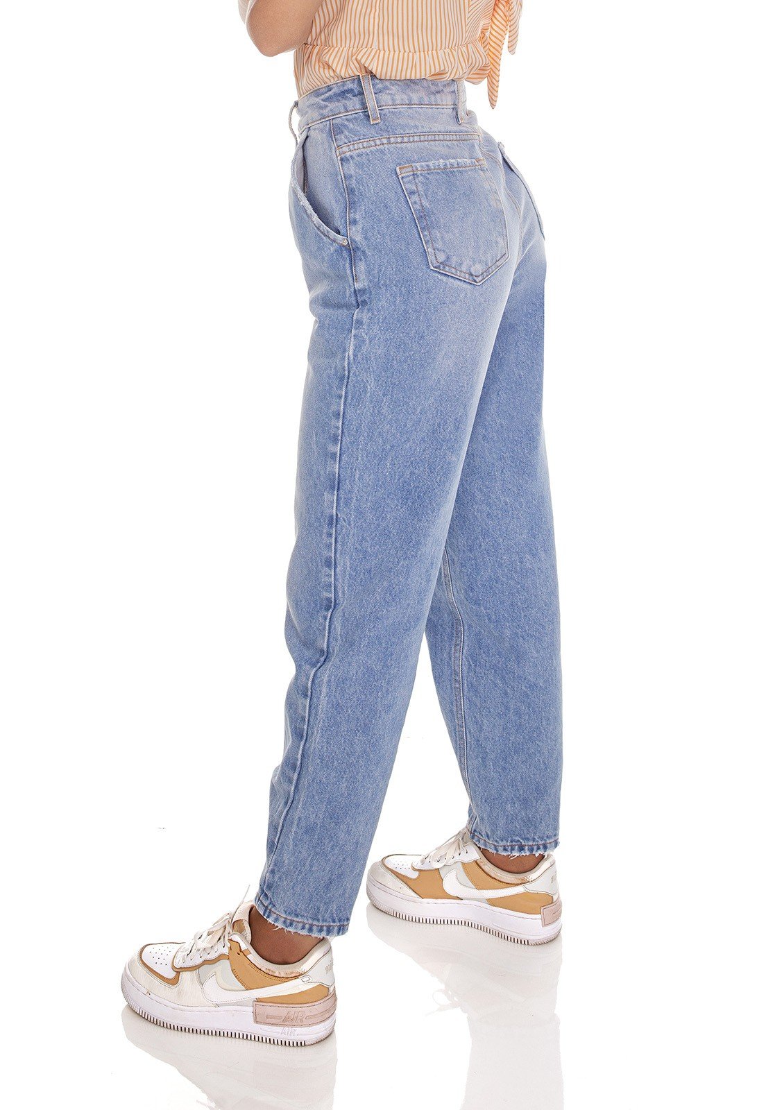 dz3613 alg calca jeans feminina balloon pences na barra denim zero lado prox