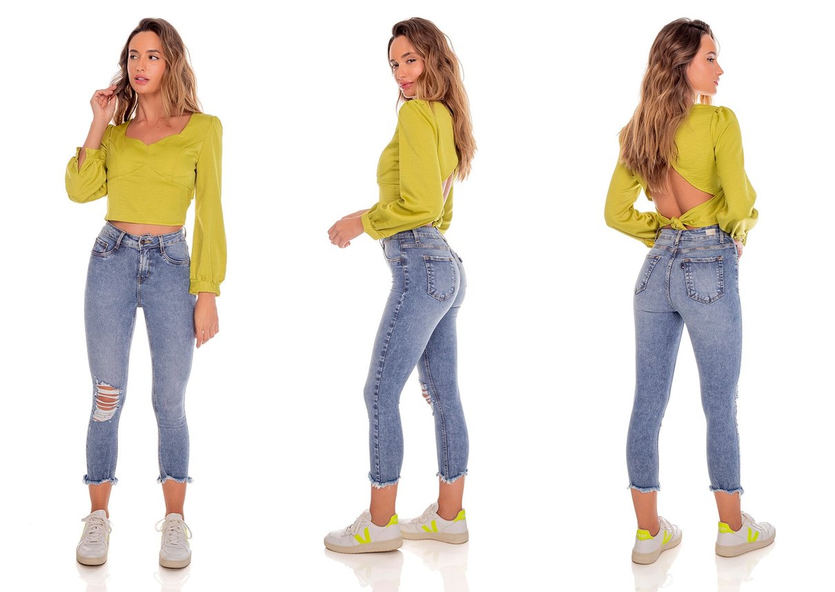 dz3609 re calca jeans feminina skinny media cropped barra irregular tripla