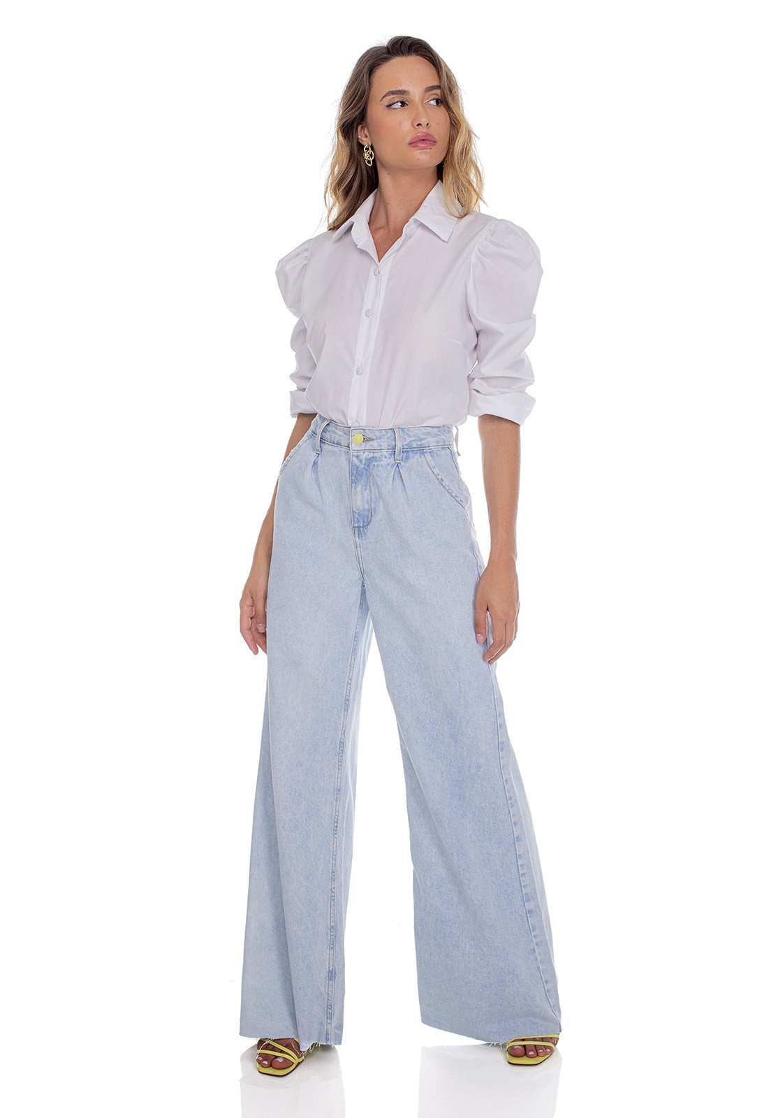 dz3610 alg calca jeans feminina pantalona barra corte a fio denim zero frente